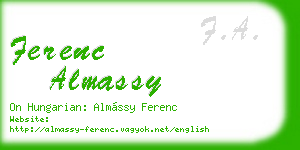 ferenc almassy business card